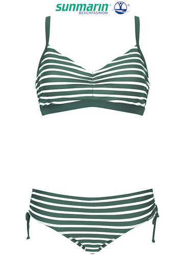 Sunmarin Stripe U/W Bikini Bottom Dark Green 11602