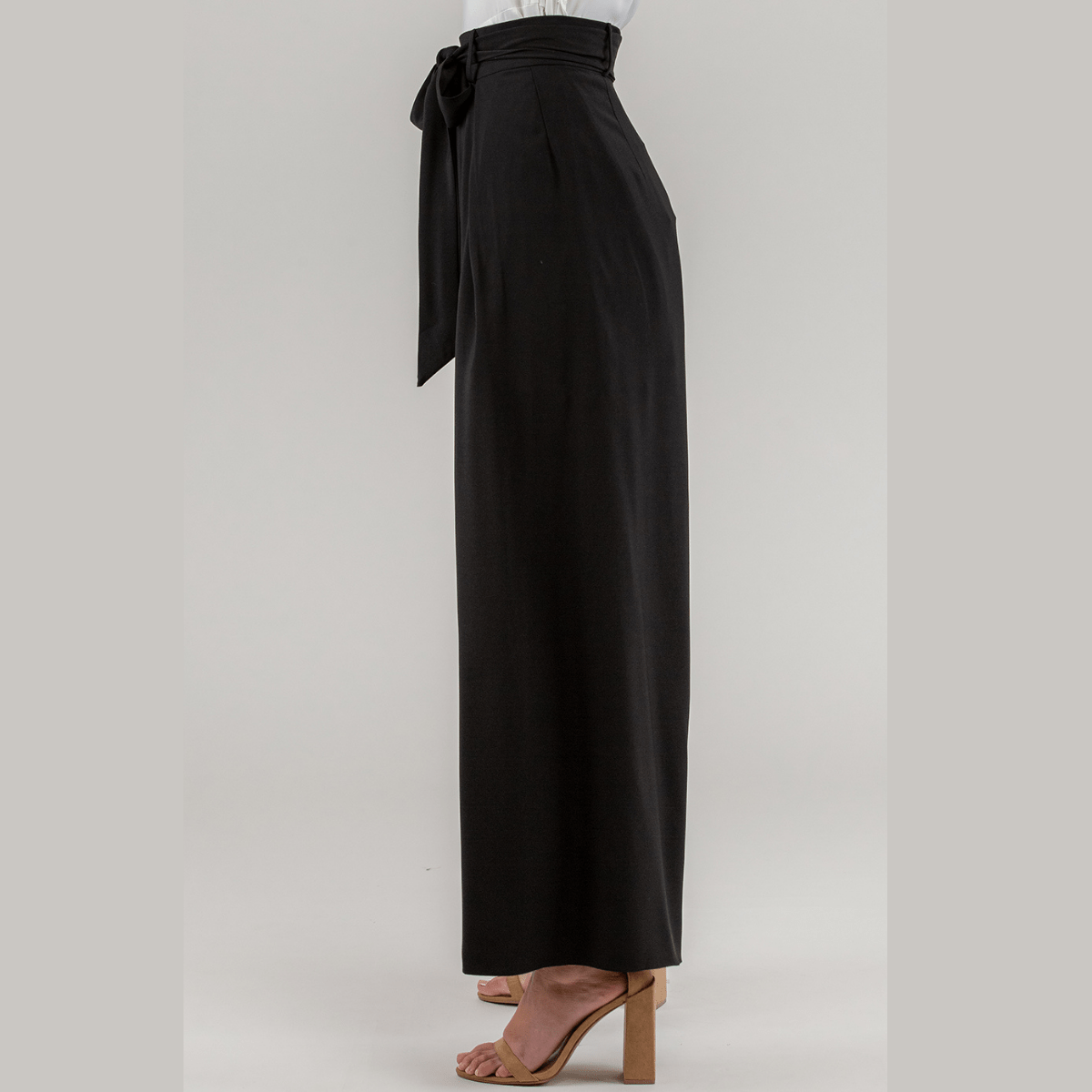 High Waist Pleated Black Wide Leg Pants SPA339A