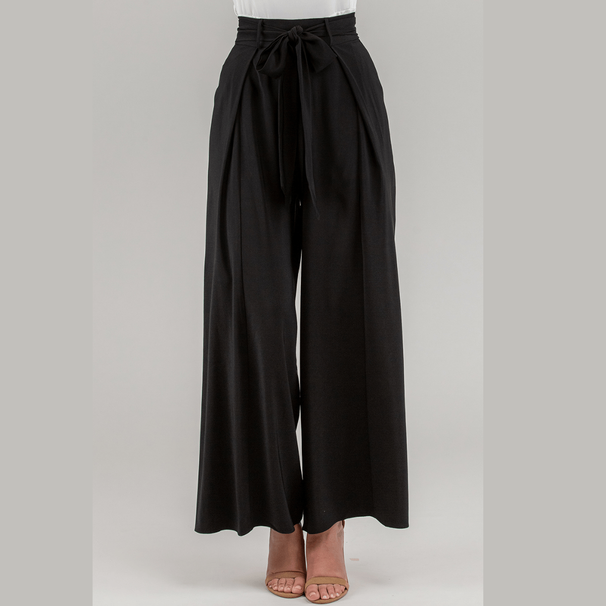 High Waist Pleated Black Wide Leg Pants SPA339A