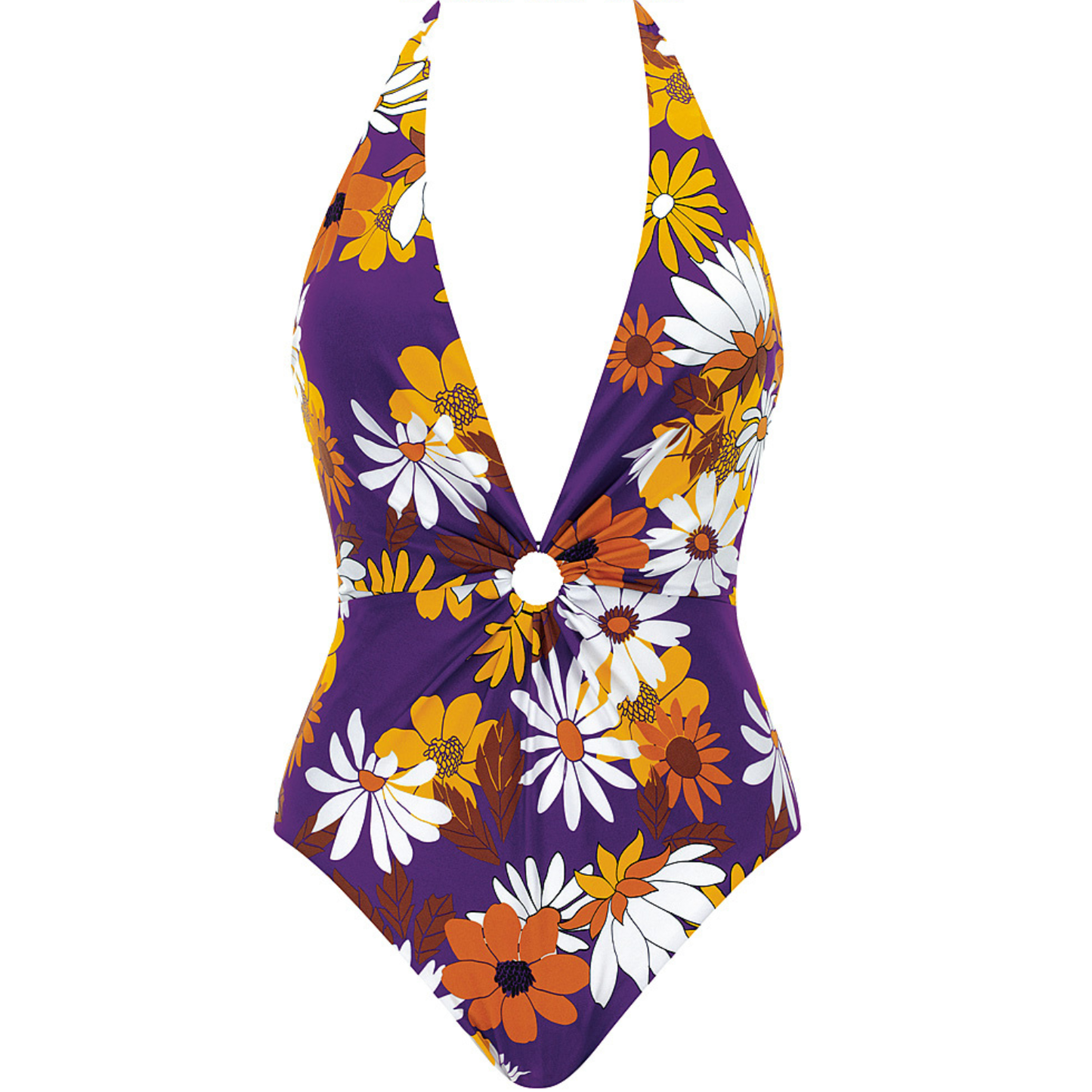 Olympia Purple Floral Halter One Piece 32613
