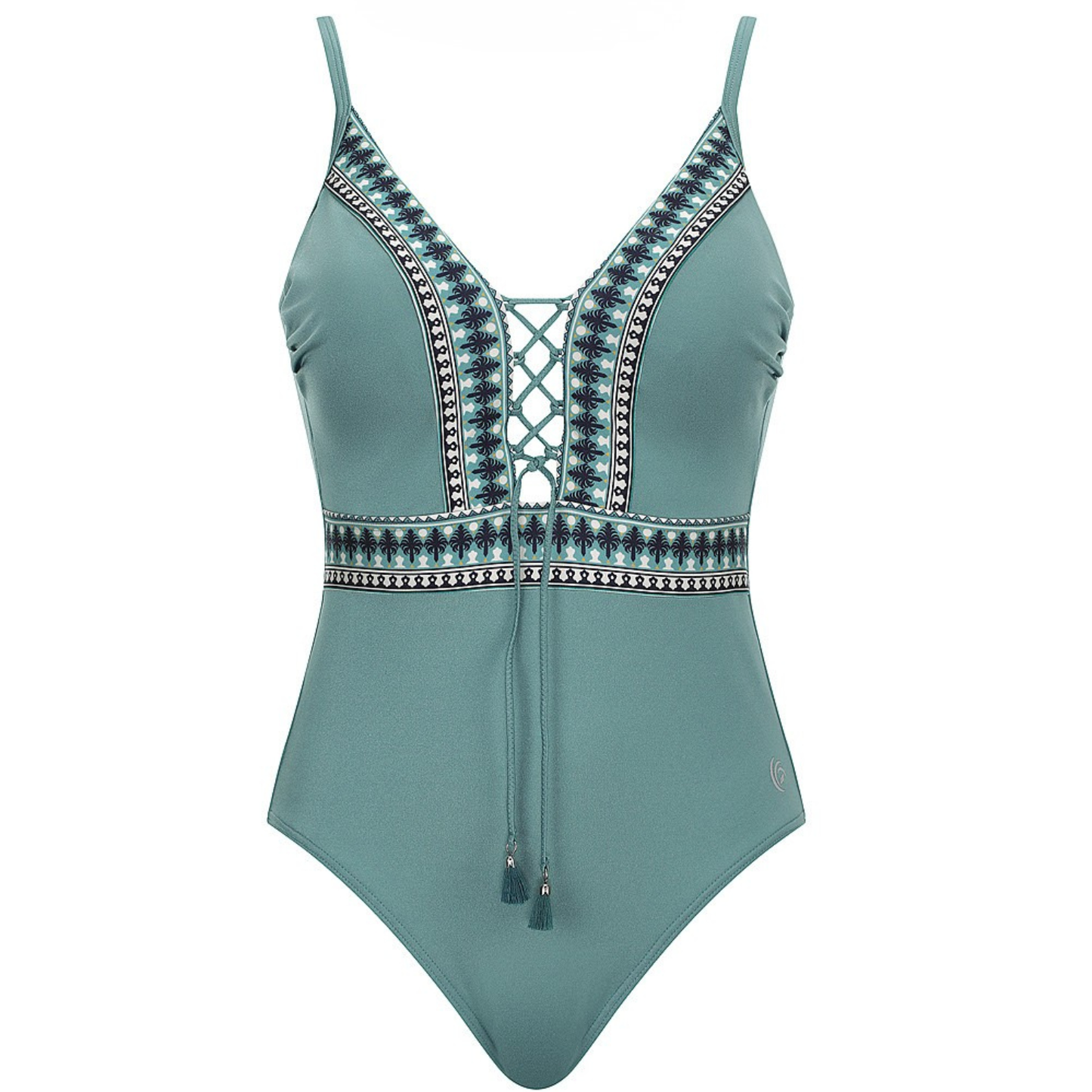 Olympia Lace-up Turqouise One Piece 32616