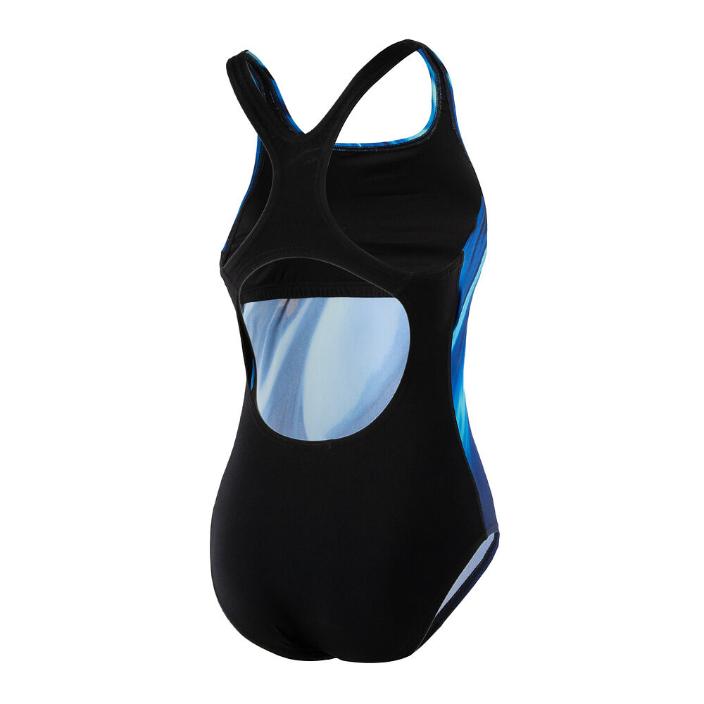 Speedo Black and Blue Rapture Glow Medalist One Piece 8/00442918788