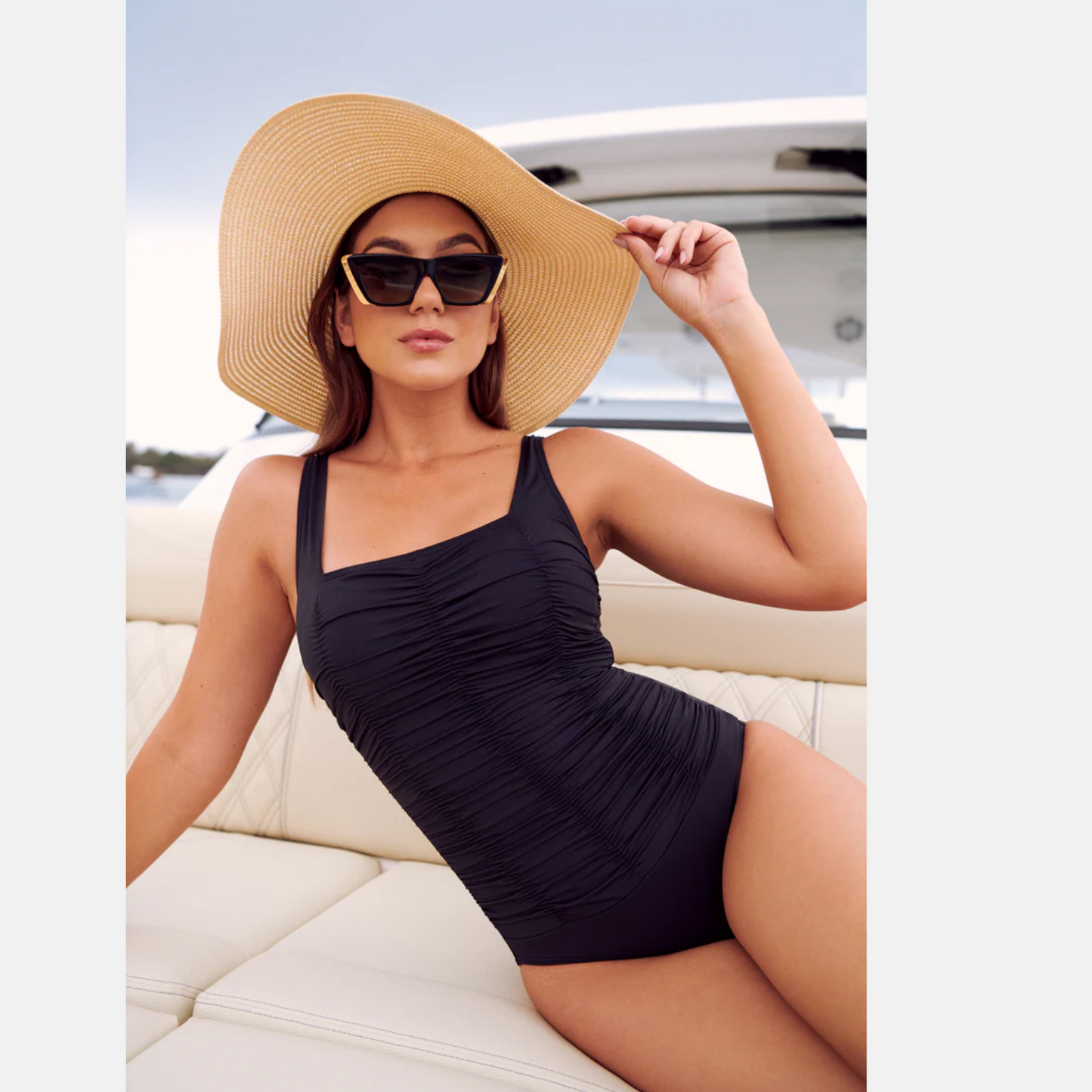 Togs Black Gathered Square One Piece SB45TH