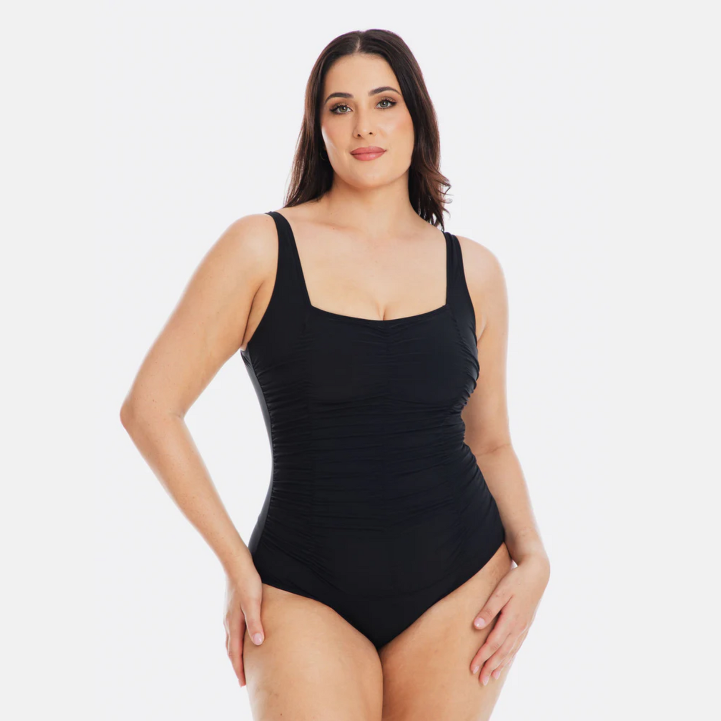 Togs Black Gathered Square One Piece SB45TH