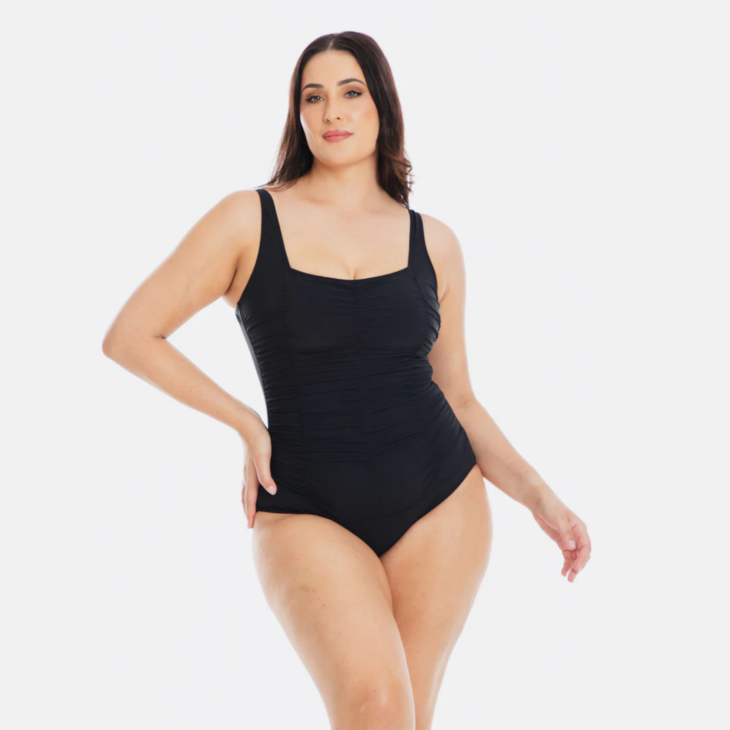 Togs Black Gathered Square One Piece SB45TH