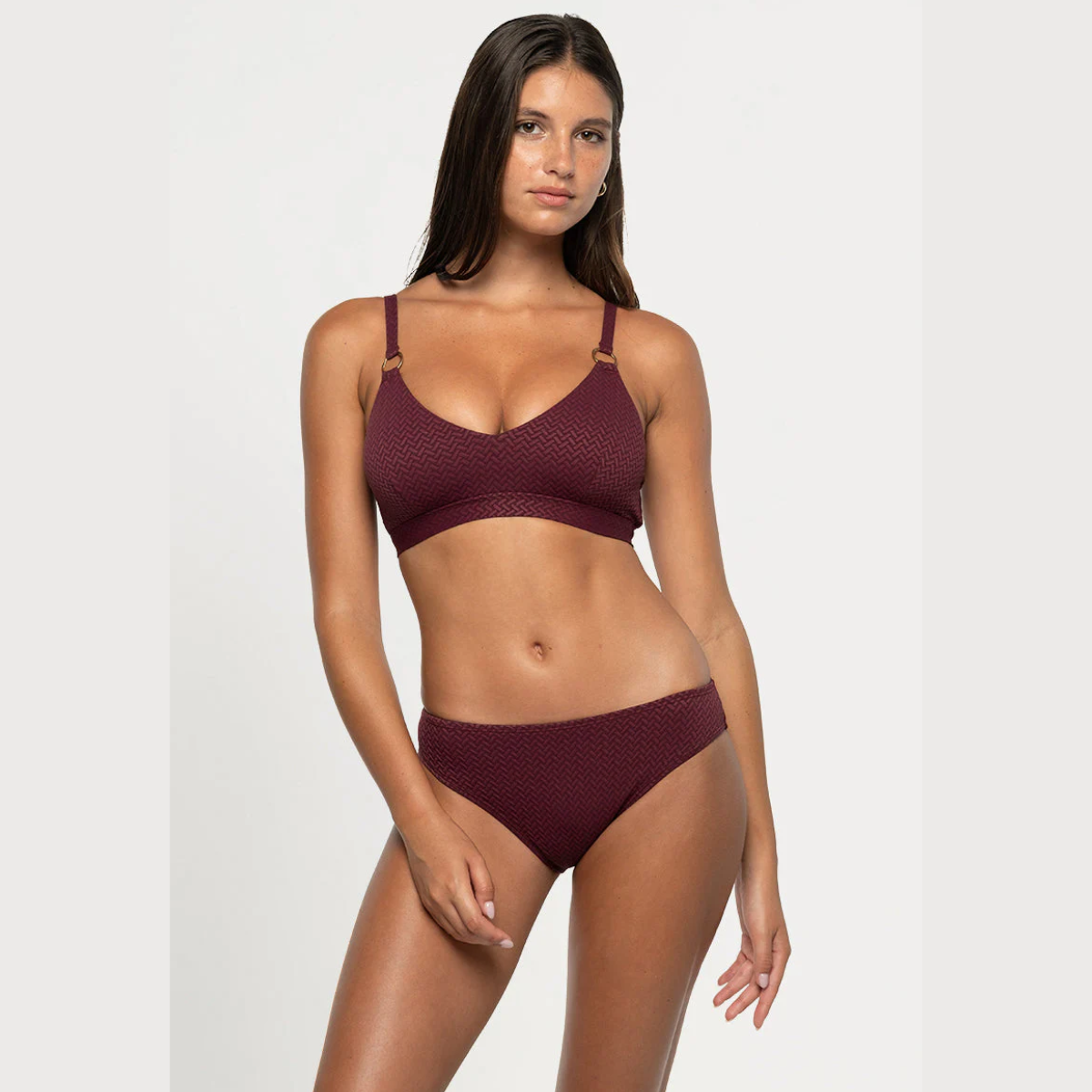 Niptuck Maroon Sarayna Kate Mid Rise Bikini Pant NT4521XS