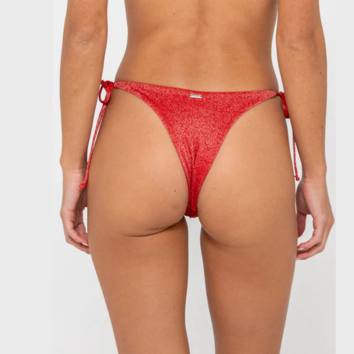 Rusty Shimmy Midi Tie Side Bikini Bottom Red SWL1758