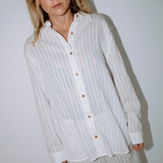 Rusty White Cici Sheer Over Shirt SCL0448
