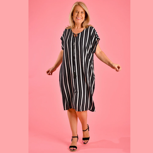 Bodacious Stripe Sailor Black Dress VBLD130