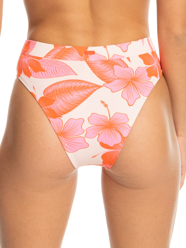 Roxy Pale Dogwood Hibiscus Beach Classic Mid Waist Brief ERJX404678