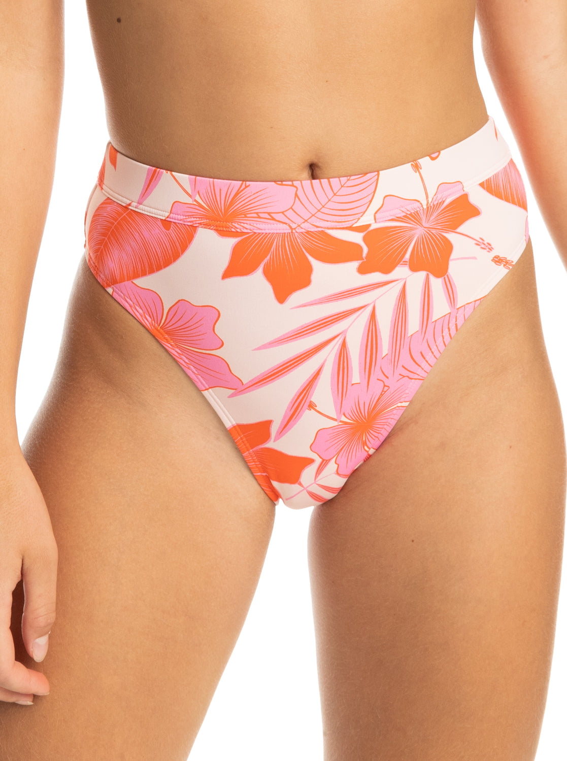 Roxy Pale Dogwood Hibiscus Beach Classic Mid Waist Brief ERJX404678
