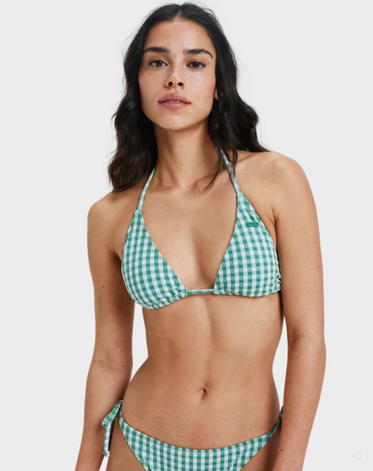 Roxy Green Gingham Kiawe Tiki Tri Top ERJX305604