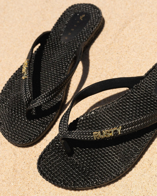 Rusty Black Flippin Thongs FOL0125