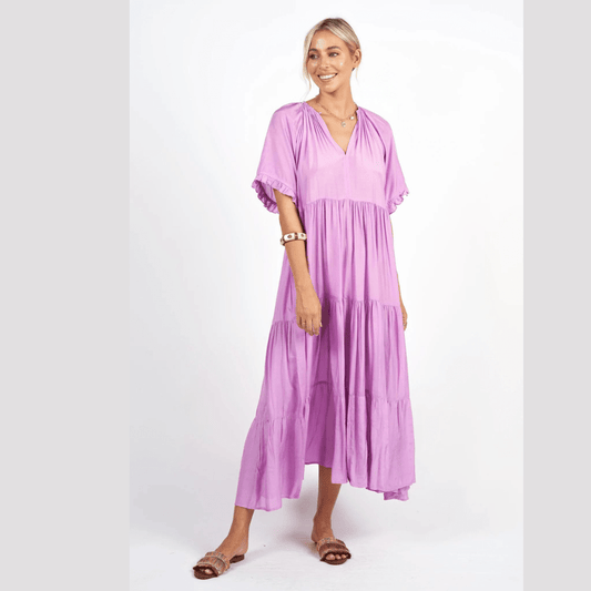 Naudic Lilac Amisha Maxi Short Sleeve Dress KK22-LV-1190