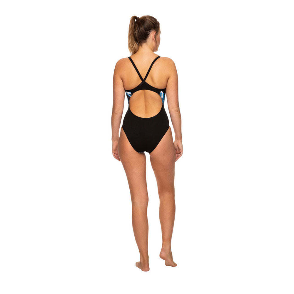 Finz Black/ Blue Print Tri Back One Piece FZW1536