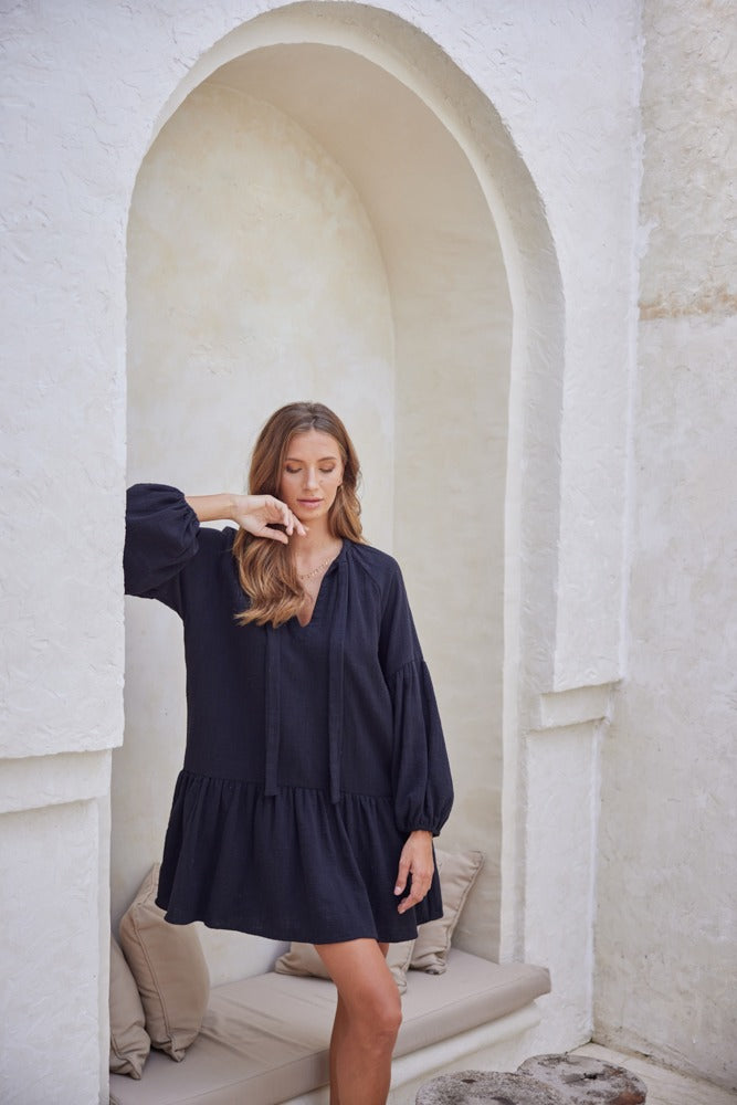 Buddha Wear Bayo Tunic Dress Black