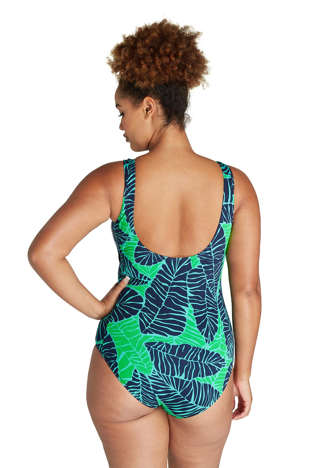 Genevieve Shadow Palms Pin-tuck One Piece CR1-632M-SP
