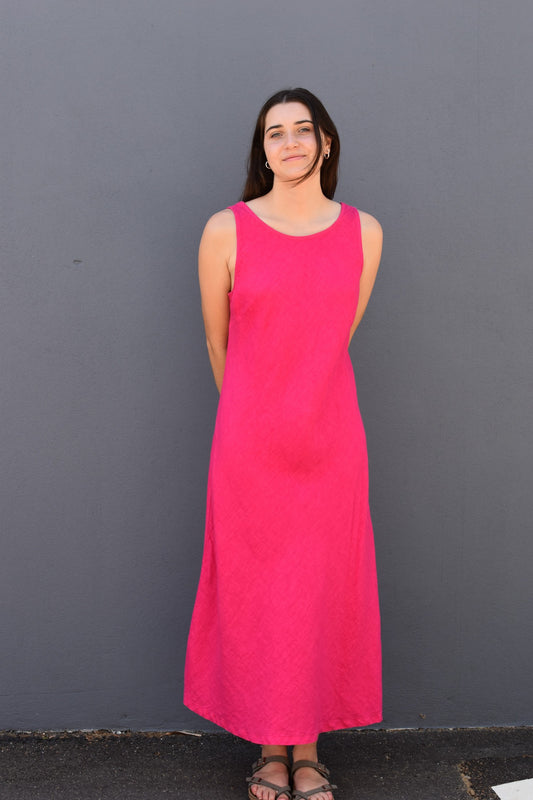 Haris Cotton Regular Fit Fuchsia Dress Drs-6437