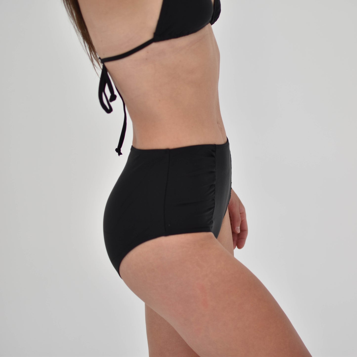 Petaluda Basics Black High Waist Ruched Bikini Brief