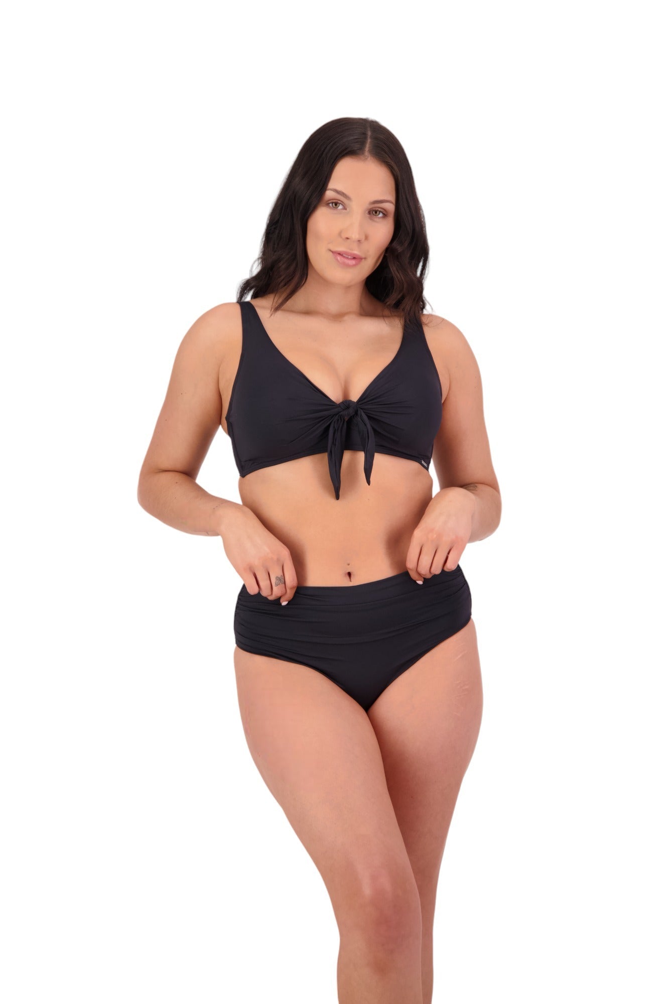 Moontide Black Tie Front Top M8903CN