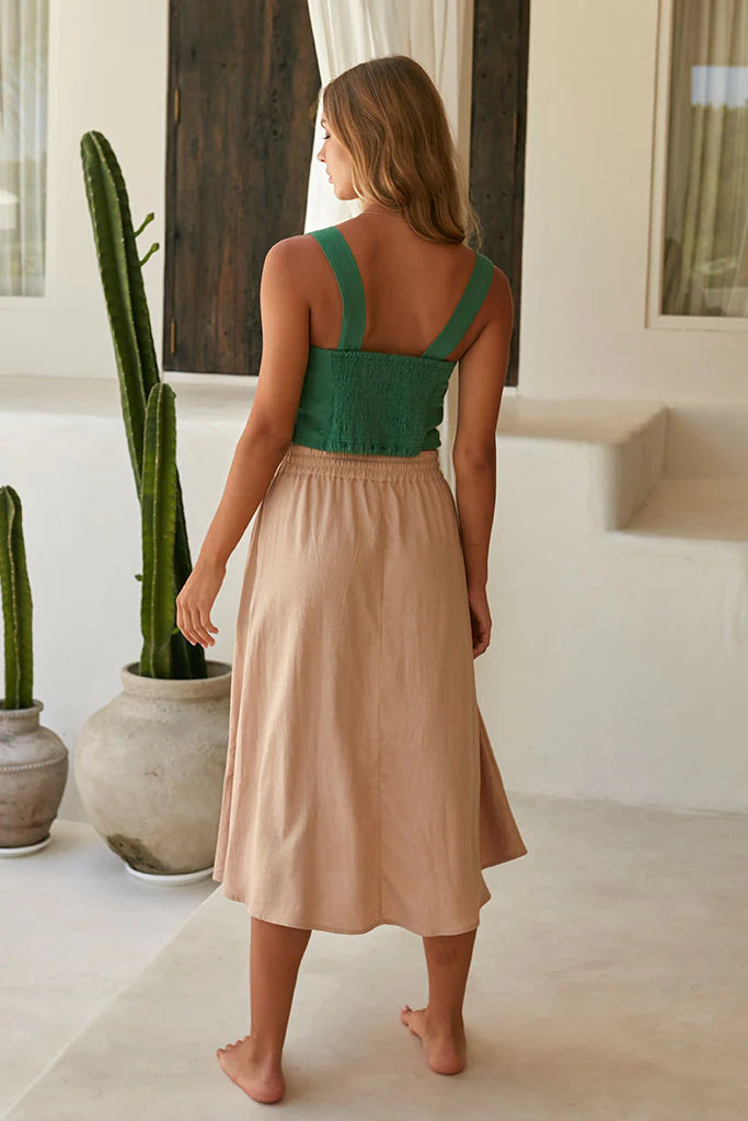 Buddha Wear Sand Pippa Midi Skirt