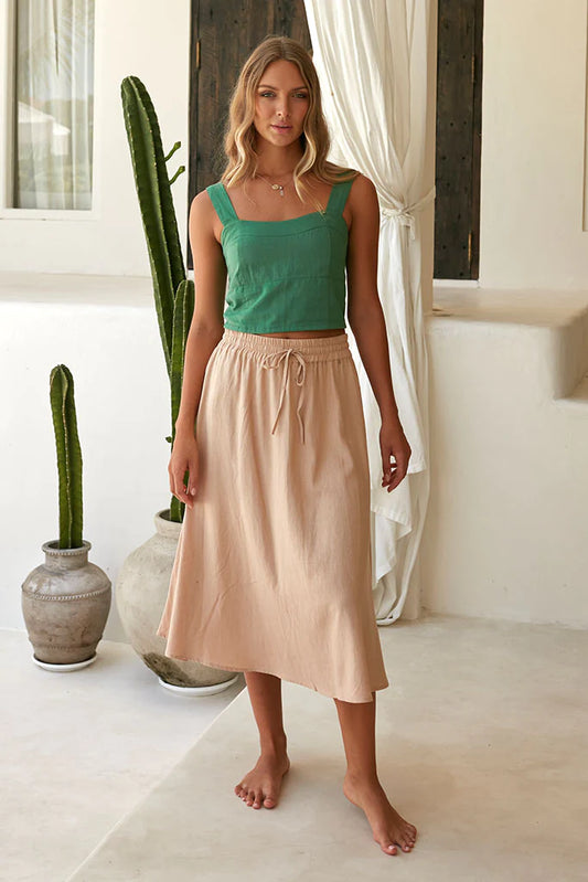 Buddha Wear Sand Pippa Midi Skirt