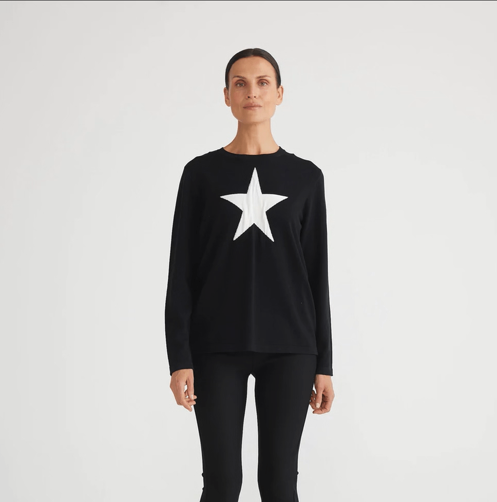 Brave + True Black Petra Star Knit Jumper BT6909-1