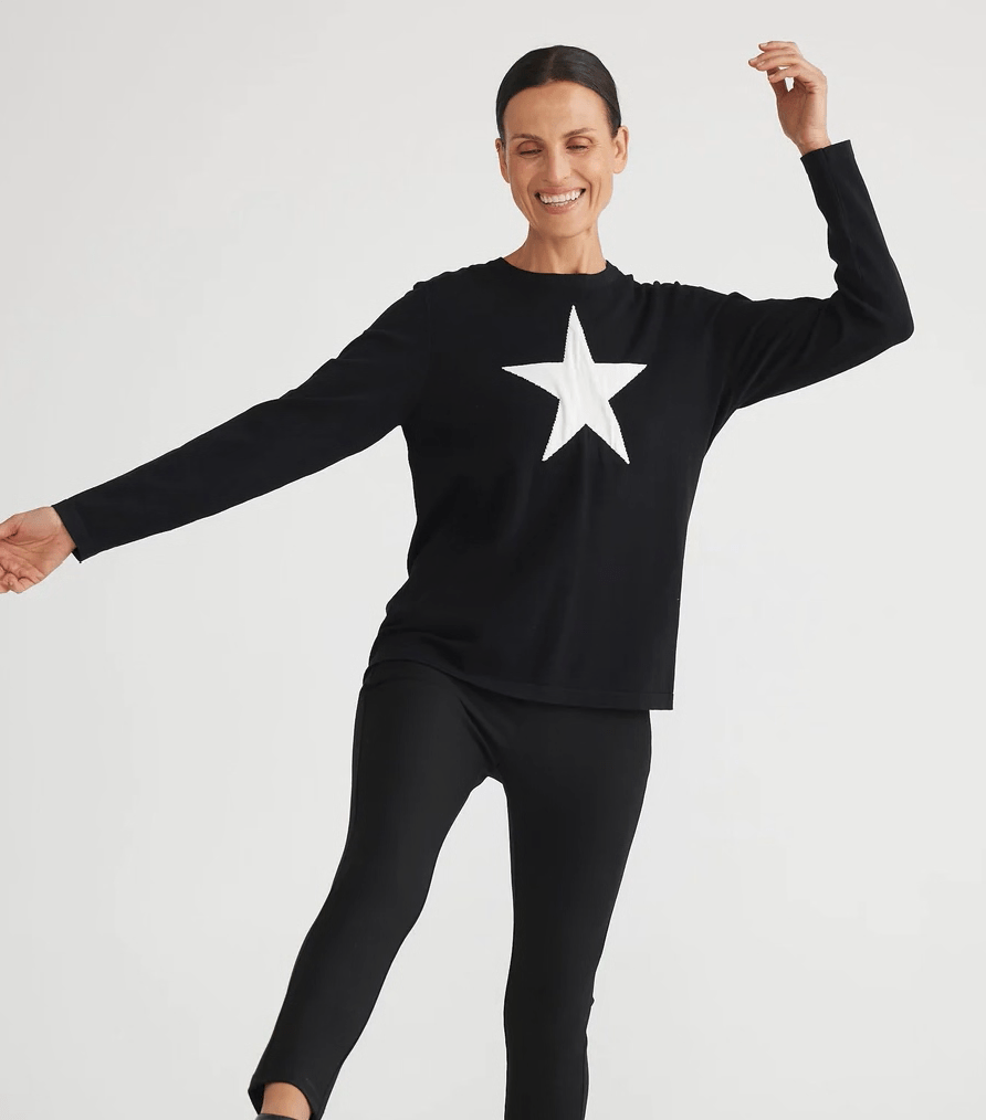 Brave + True Black Petra Star Knit Jumper BT6909-1