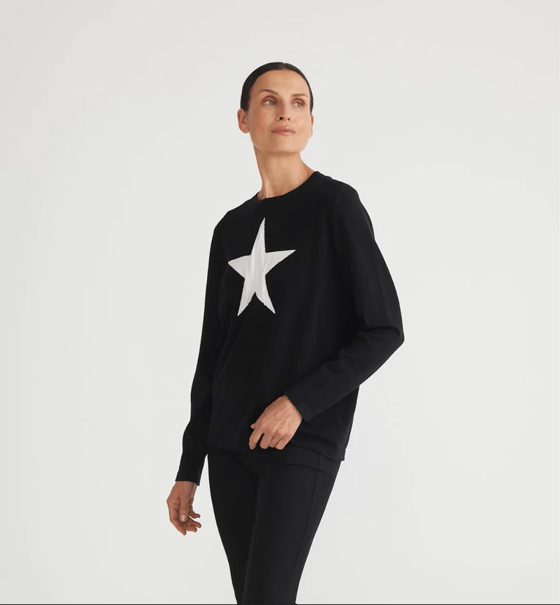 Brave + True Black Petra Star Knit Jumper BT6909-1