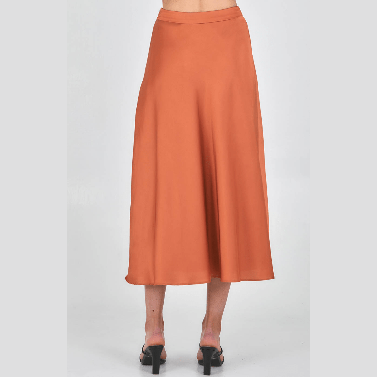 Satin Rust Midi Circle Skirt SSK344A