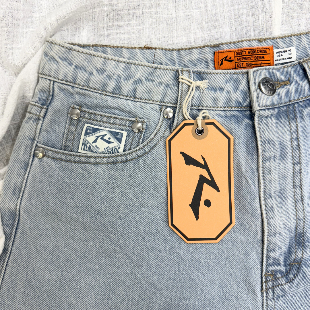 Rusty New Sky Blue Penny Kick Flare Denim Short WKL0683