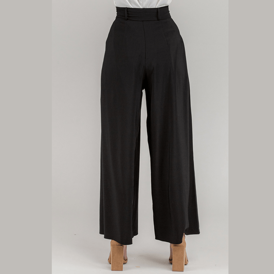 High Waist Pleated Black Wide Leg Pants SPA339A