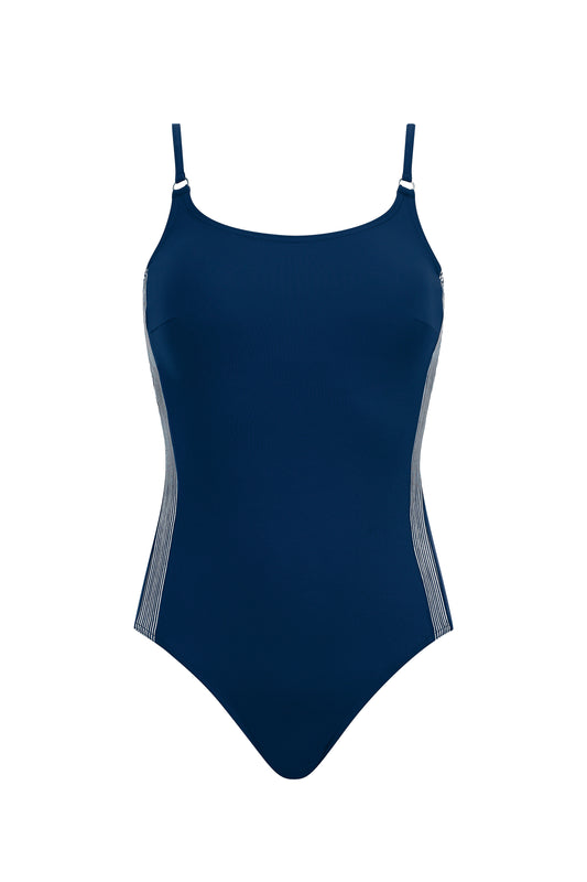 Olympia Underwire Navy Stripe One Piece 32619