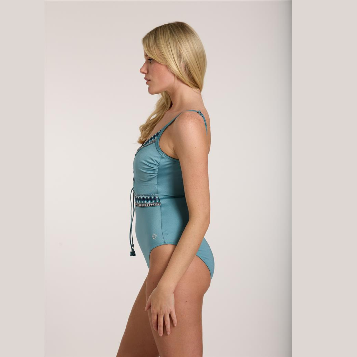 Olympia Lace-up Turqouise One Piece 32616
