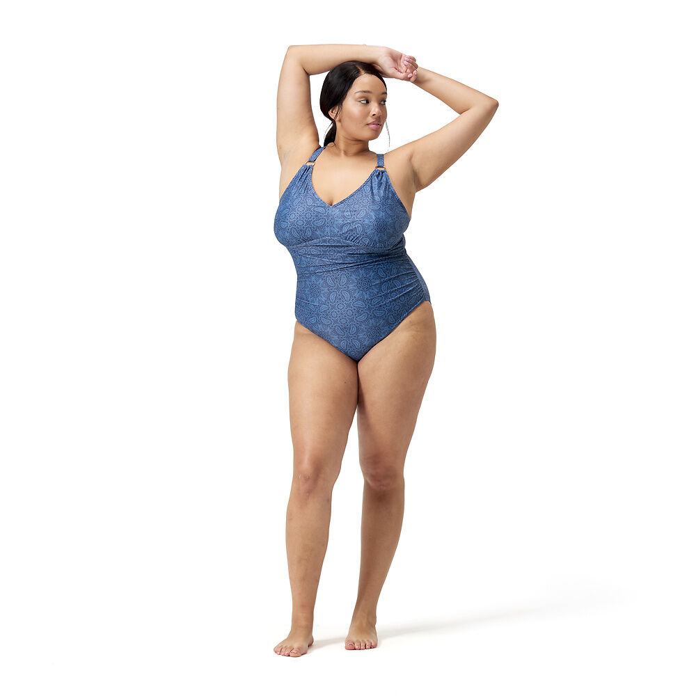 Speedo Shaping Spruce Blue V Neck One Piece 8/00402317555