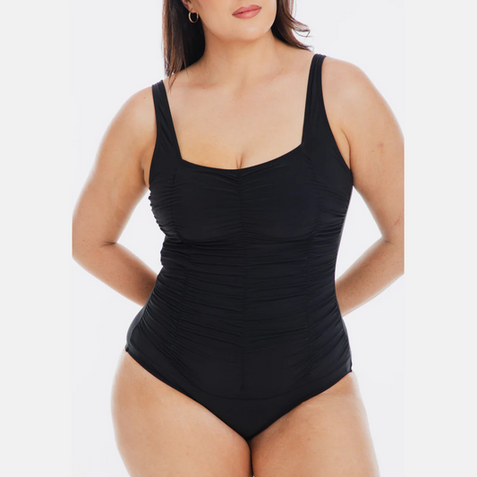 Togs Black Gathered Square One Piece SB45TH