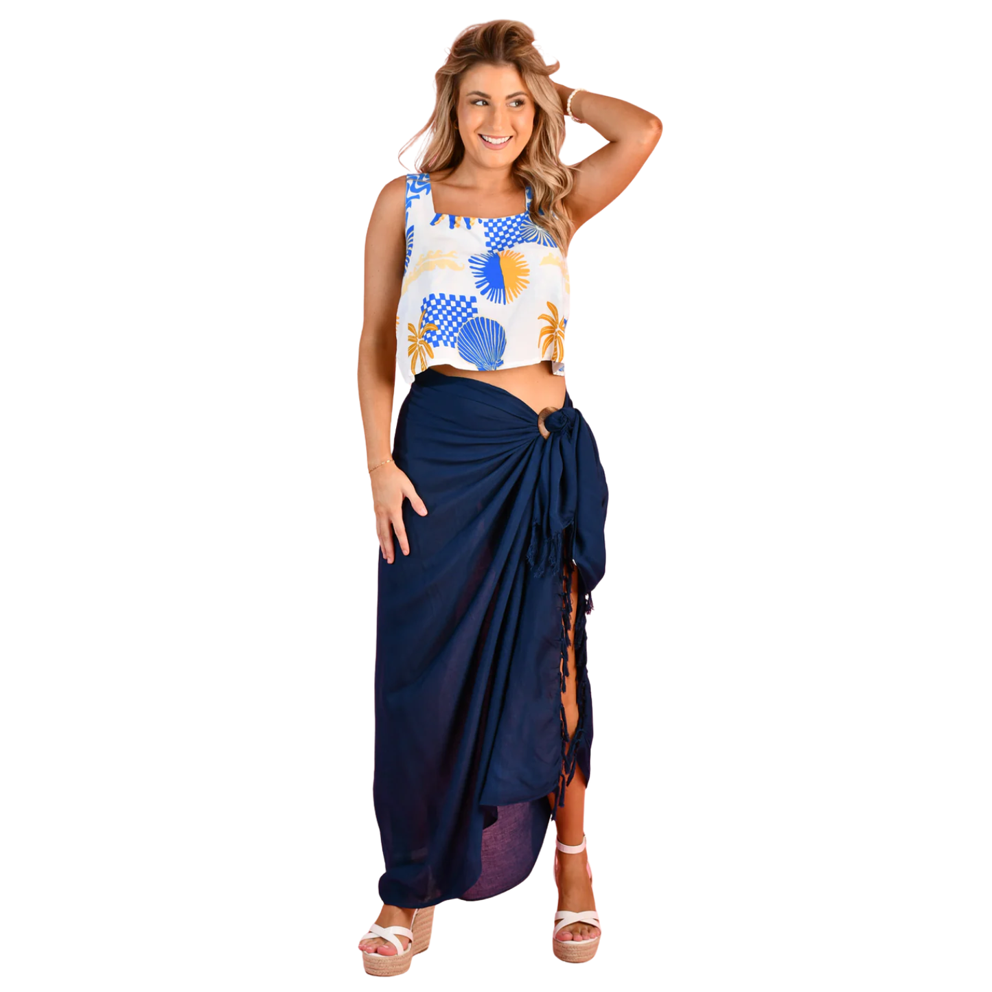 Go Girl Plain Coloured Sarong Navy VSG 095