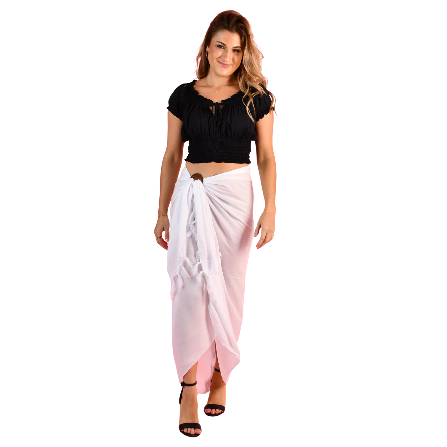 Go Girl Plain Rayon Sarong White VGS 095