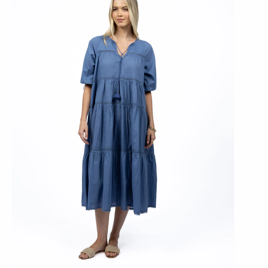 Humidity Louisa Tier Dress Paris Blue HS25307