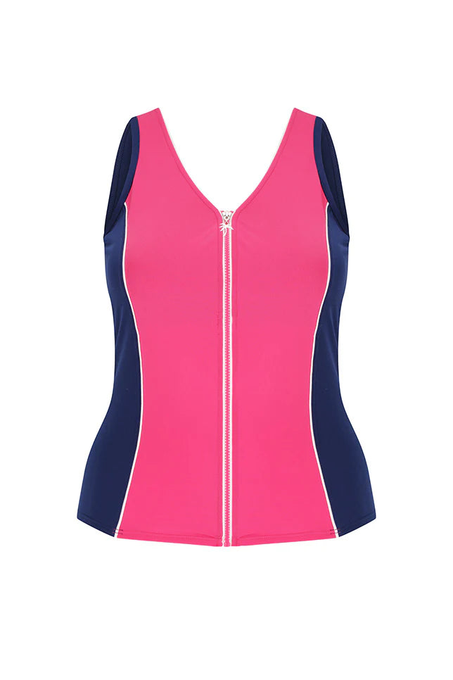 Capriosca CR Luxe Sport Zip Front Tankini Top CRESLS9854