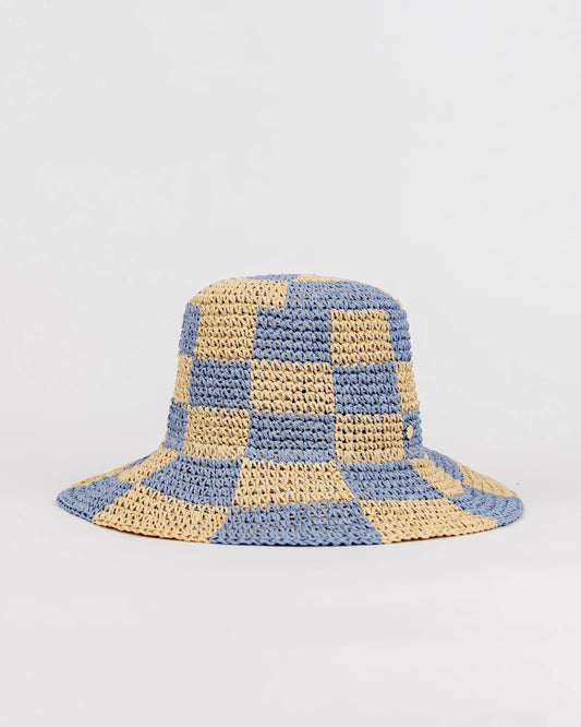 Rusty Celestial Blue/Natural Ariel Straw Bucket Hat HHL0573