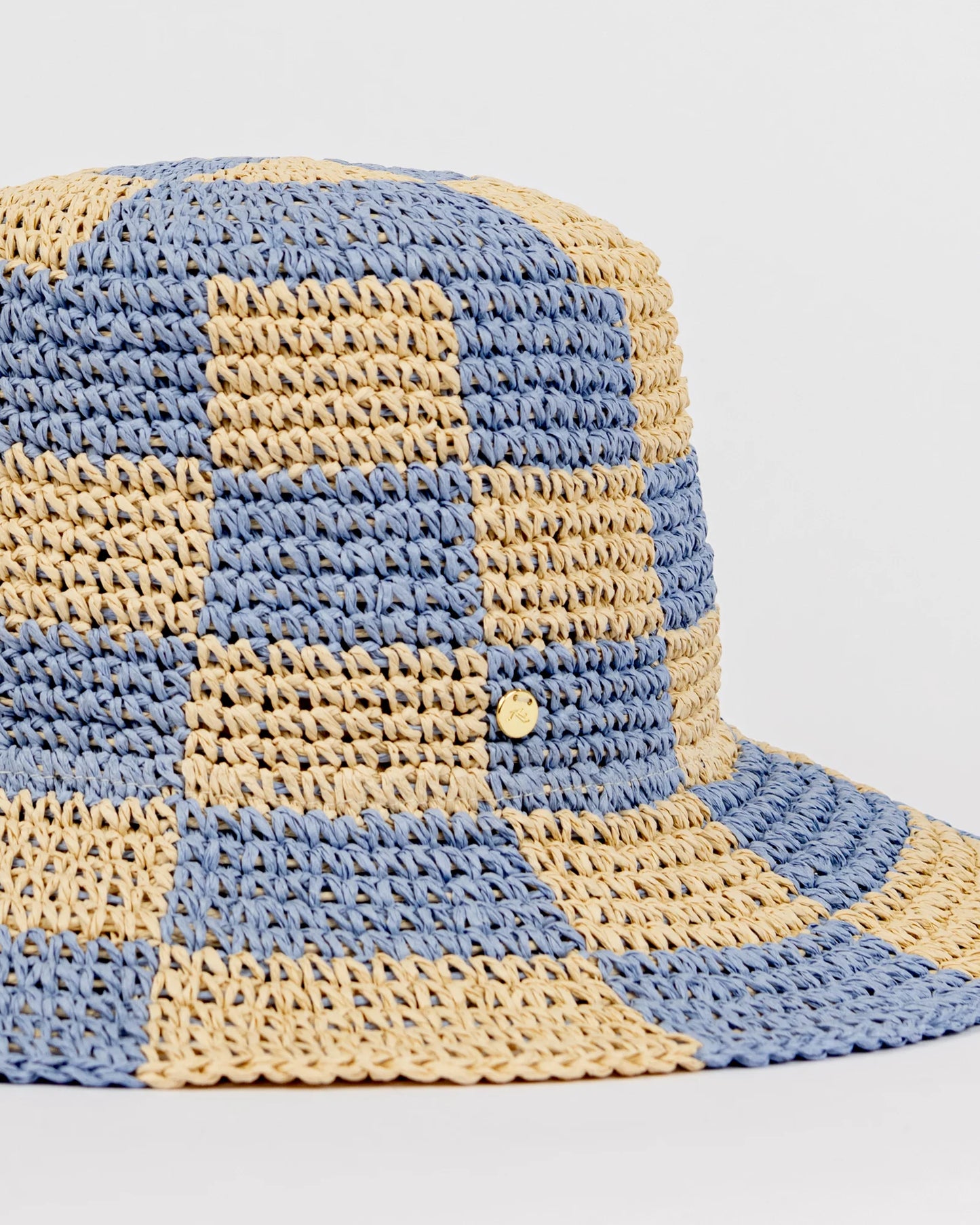 Rusty Celestial Blue/Natural Ariel Straw Bucket Hat HHL0573