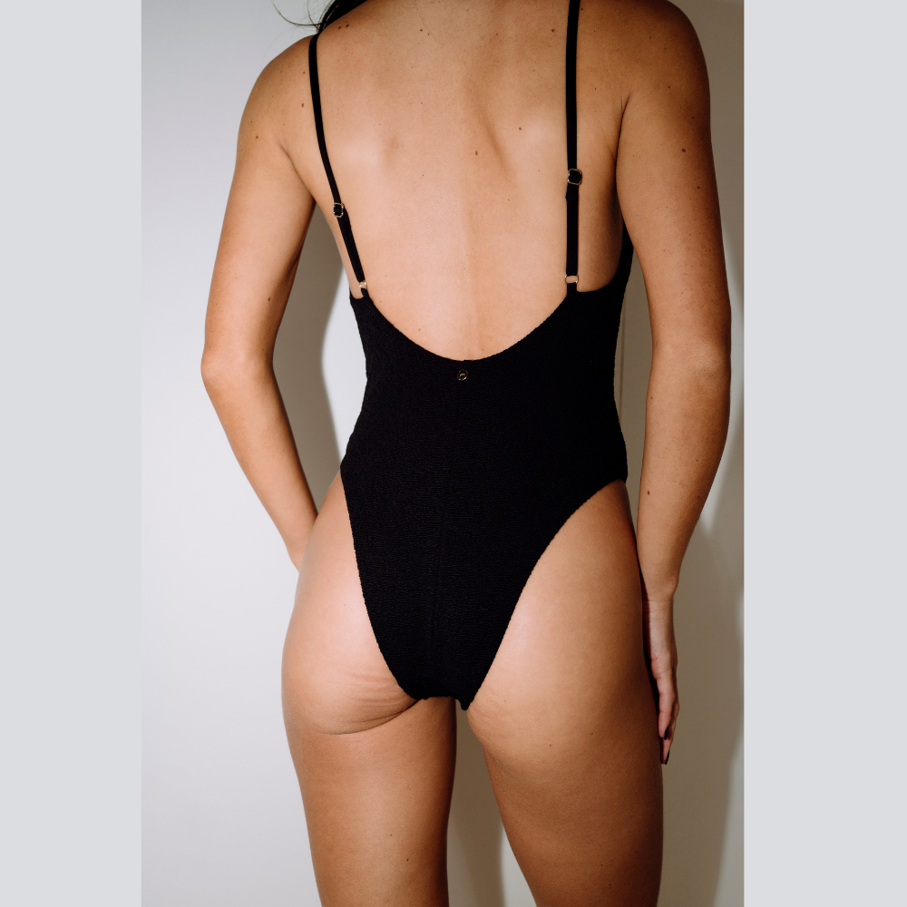 Rusty Black Sandalwood Hi Leg One Piece SWL1749