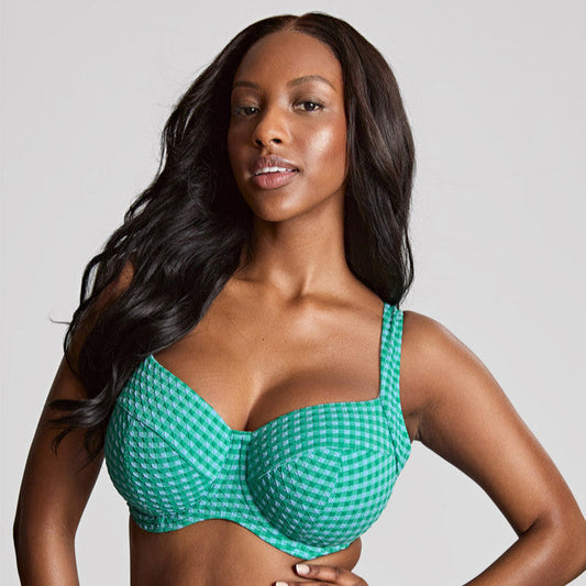 Panache Olivia Green Gingham Full Cup Bikini Top SW1722