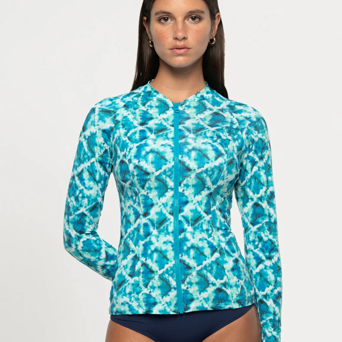 Nip Tuck Blue Celestial Waters Yolanda Longsleeve Full Zip Sun Top NT283CS