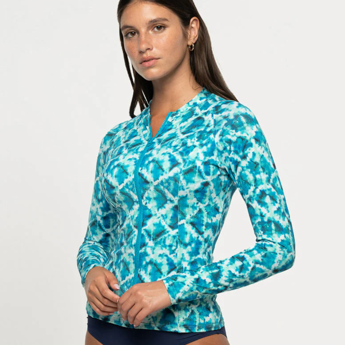 Nip Tuck Blue Celestial Waters Yolanda Longsleeve Full Zip Sun Top NT283CS