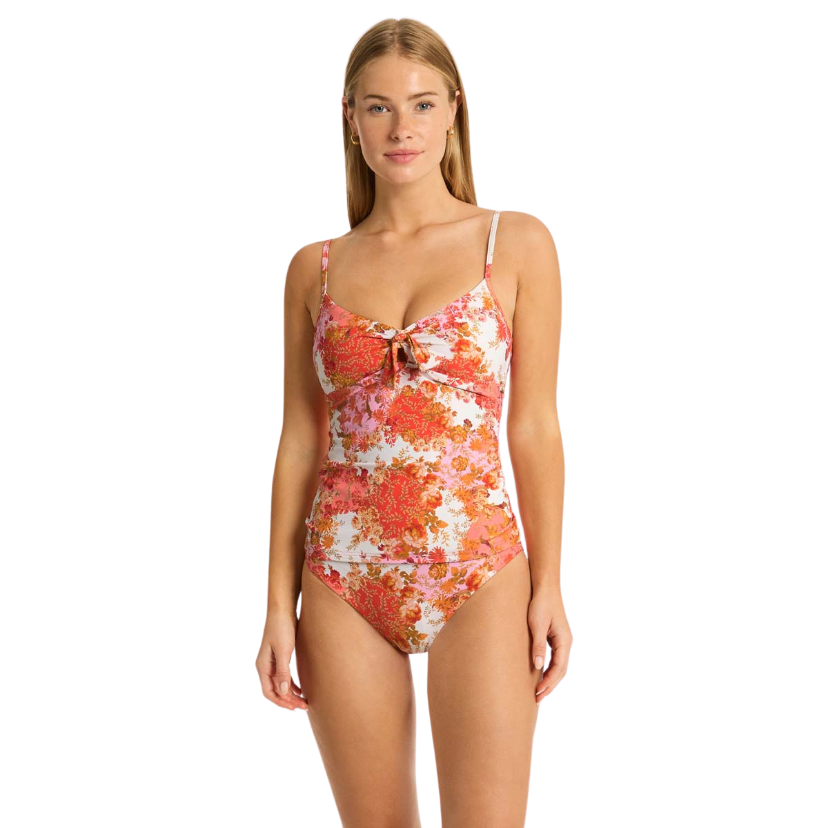 Sea Level Coral Daisyfield Tie Front B/C Cup Singlet Top SL3039DS