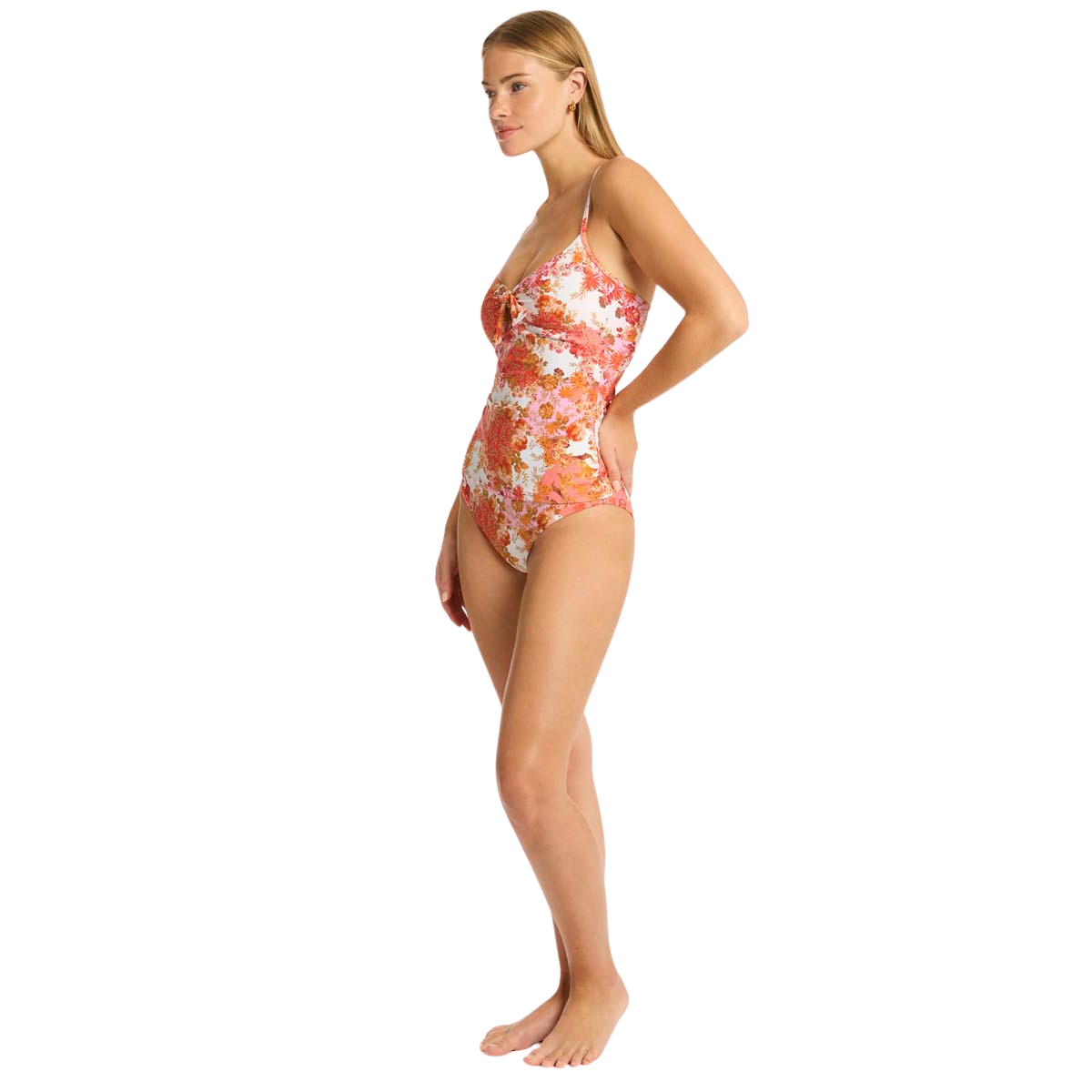 Sea Level Coral Daisyfield Tie Front B/C Cup Singlet Top SL3039DS