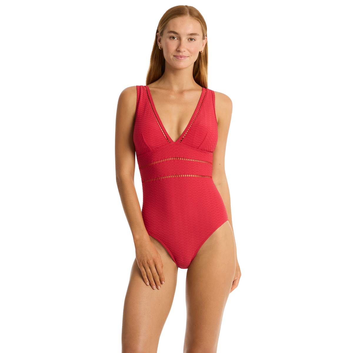 Sea Level Red Honeycomb Spliced One Piece SL1497HC