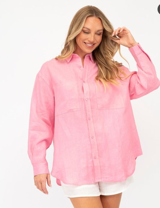 Linen Flair Shirt - Pink VVN9507